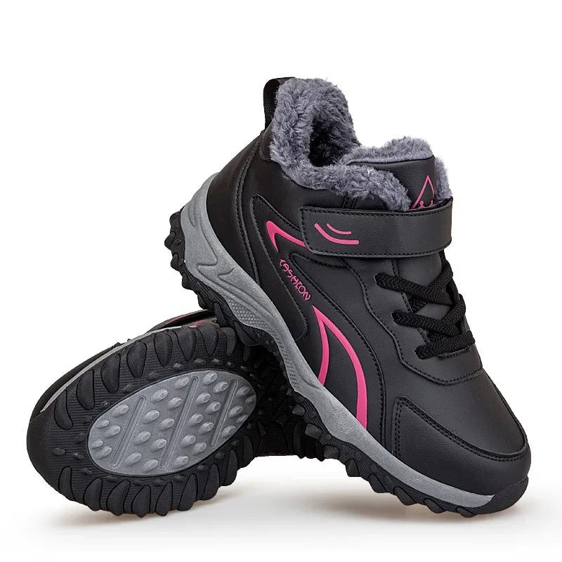 Bottines d’Hiver Hautes avec Doublure Coton Velours et Semelle Antidérapante pour Femmes et Hommes