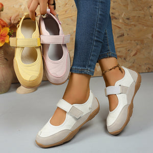 Chaussures casual femme à coupe basse avec bout rond confortable et fermeture velcro