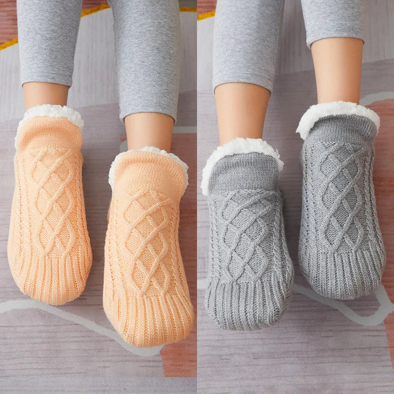 Chaussons-Chaussettes Thermiques Antidérapants Doublés