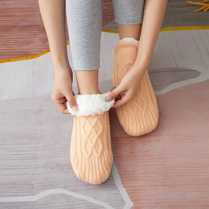 Chaussons-Chaussettes Thermiques Antidérapants Doublés