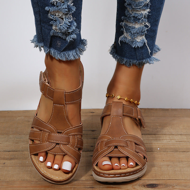 Sandales compensées vintage pour femmes
