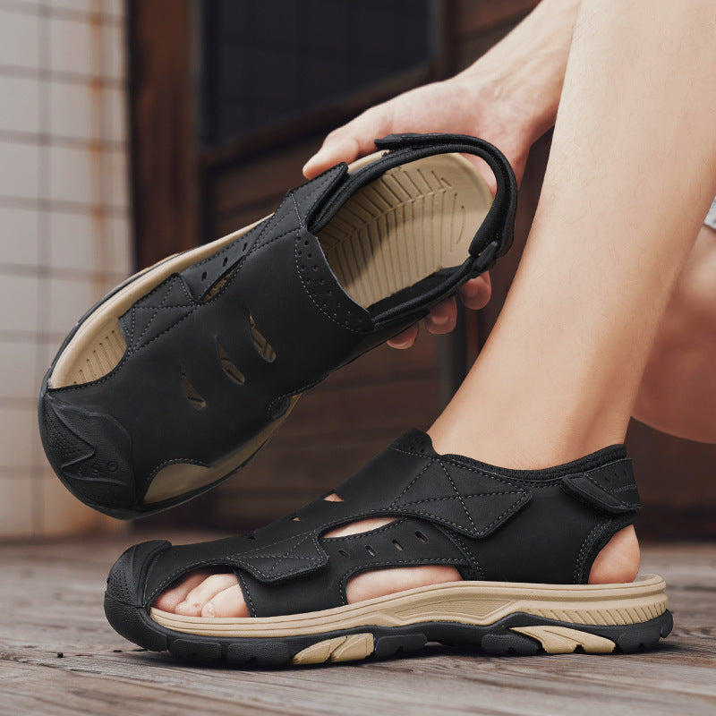 Sandales de plage en cuir respirant pour hommes