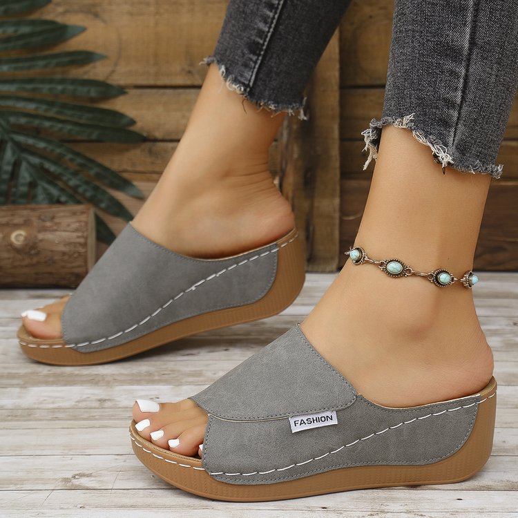 Sandales d'été à talon compensé, semelle épaisse, style romain