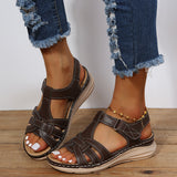 Sandales compensées vintage pour femmes