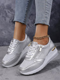 Baskets Femme à Lacets avec Zip Latéral – Semelle Épaisse, Confort et Style Sportif