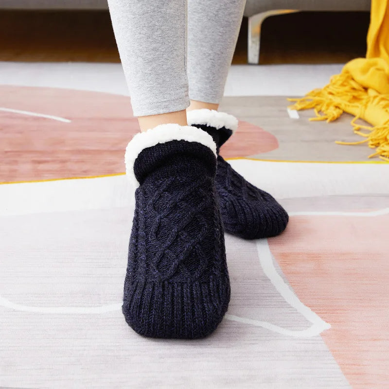 Chaussons-Chaussettes Thermiques Antidérapants Doublés