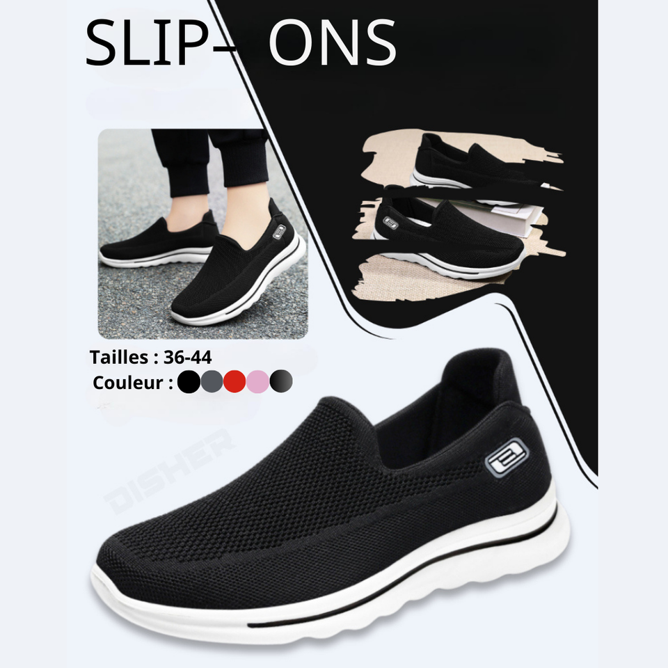 Baskets slip-on confortables et respirantes unisexe