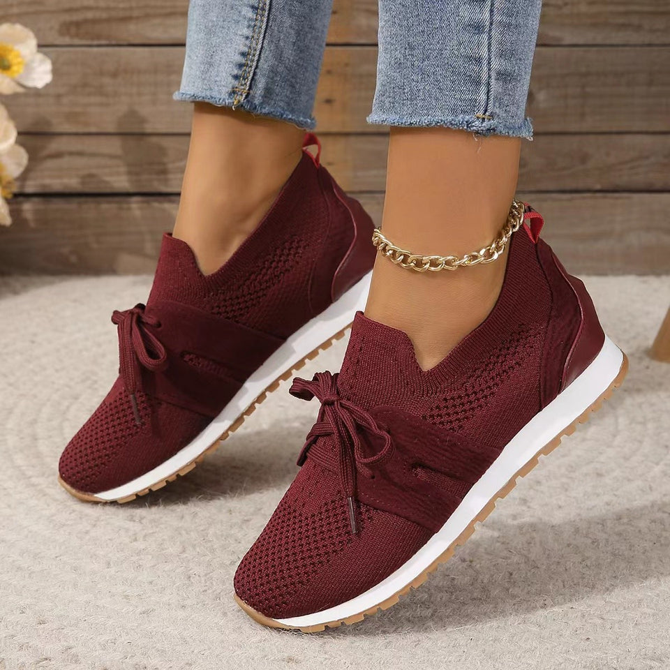 Chaussures décontractées pour femmes à talons inclinés unis, pour un confort optimal