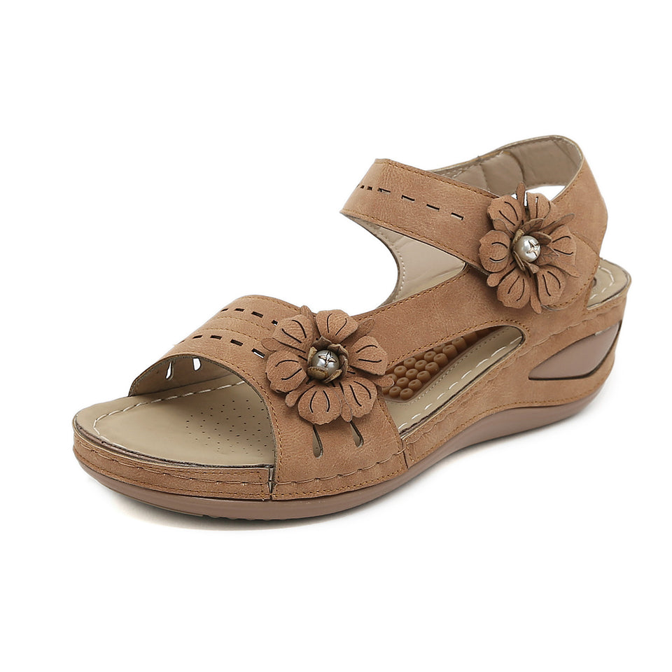 Sandales à fleurs pour femmes, style décontracté