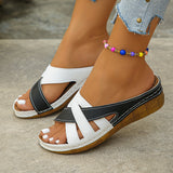 Sandales à talon compensé pour femme à motif uni