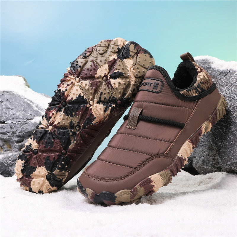 Chaussures de neige outdoor pour couple, décontractées, antidérapantes, doublées en velours et chaudes en coton