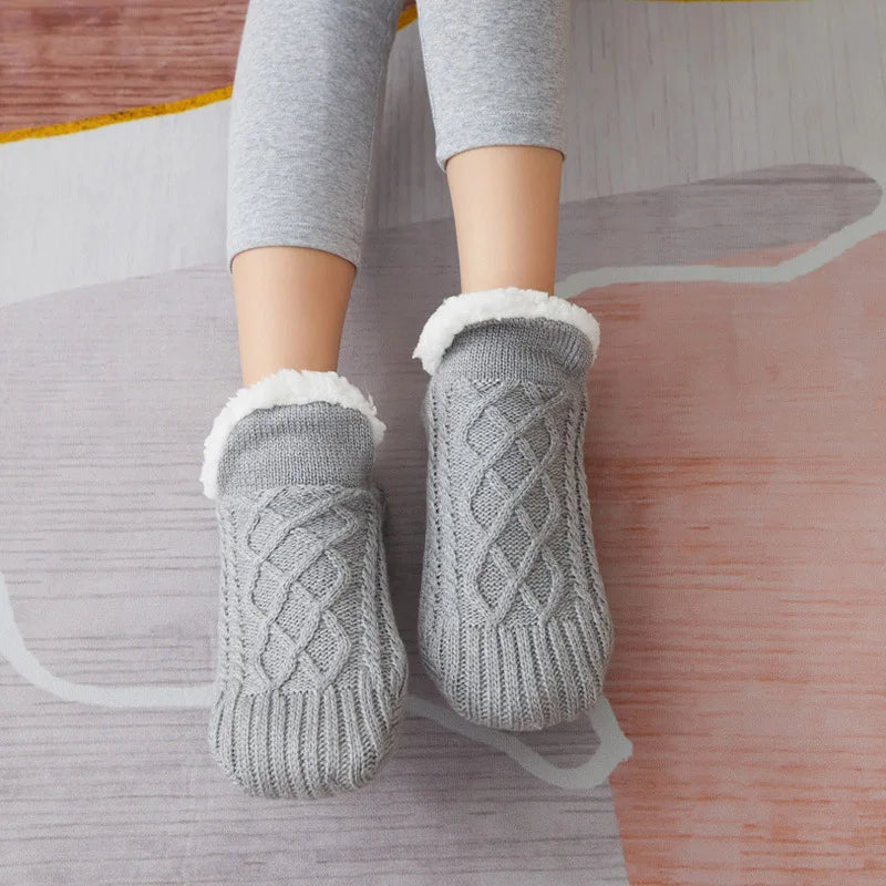 Chaussons-Chaussettes Thermiques Antidérapants Doublés