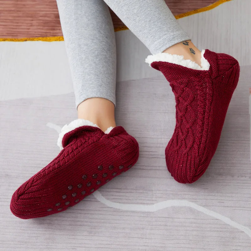 Chaussons-Chaussettes Thermiques Antidérapants Doublés
