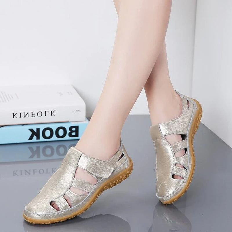 Sandales d'été en cuir décontractées pour femmes